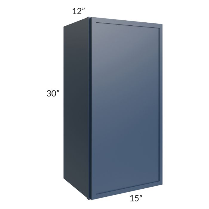 RTA Portland Navy Blue 15" x 30" Wall Cabinet with Glass Door