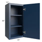 RTA Portland Navy Blue 15" x 30" Wall Cabinet with Glass Door