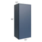 RTA Portland Navy Blue 15" x 36" Wall Cabinet with Glass Door