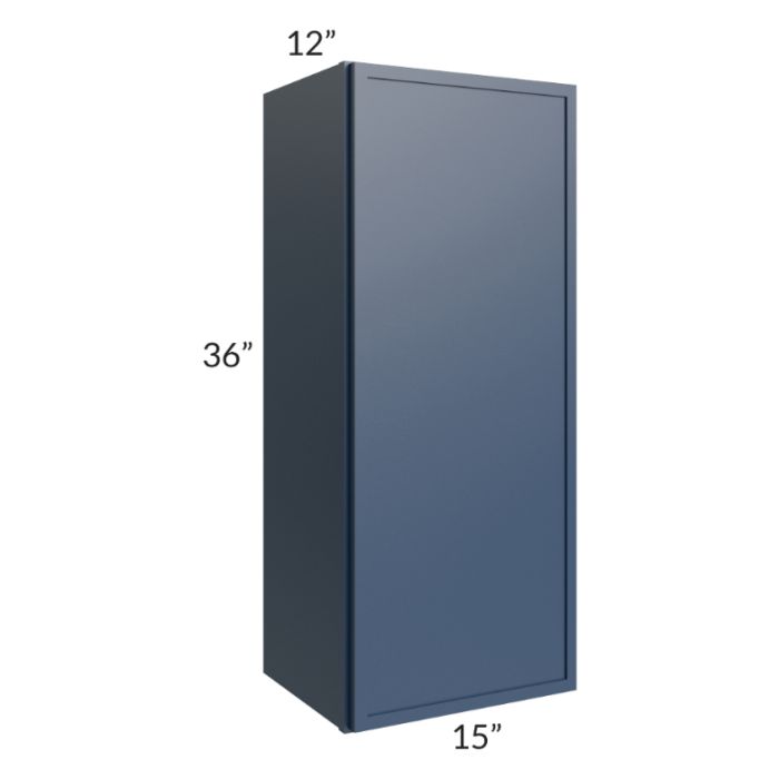 RTA Portland Navy Blue 15" x 36" Wall Cabinet with Glass Door