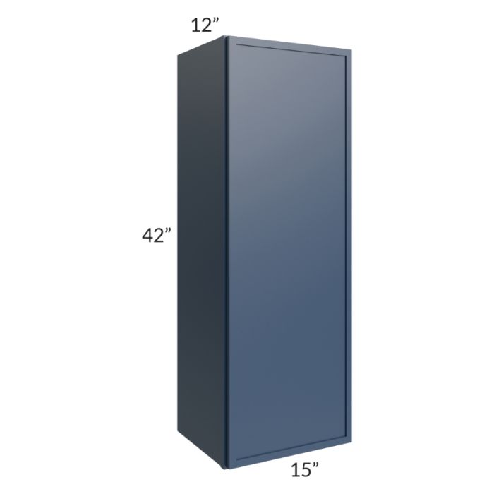 RTA Portland Navy Blue 15" x 42" Wall Cabinet with Glass Door