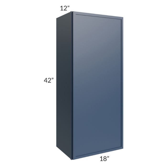 RTA Portland Navy Blue 18" x 42" Wall Cabinet with 1 Decorative End Panel