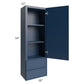 RTA Portland Navy Blue 18" x 54" Wall Cabinet With Drawers with Glass Door