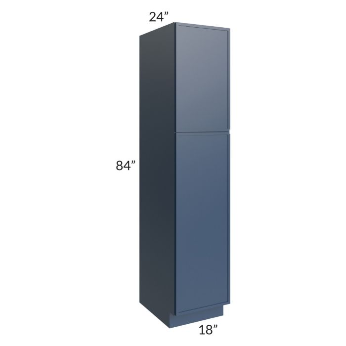 RTA Portland Navy Blue 18" x 84" Wall Pantry Cabinet with 1 Decorative End Panel