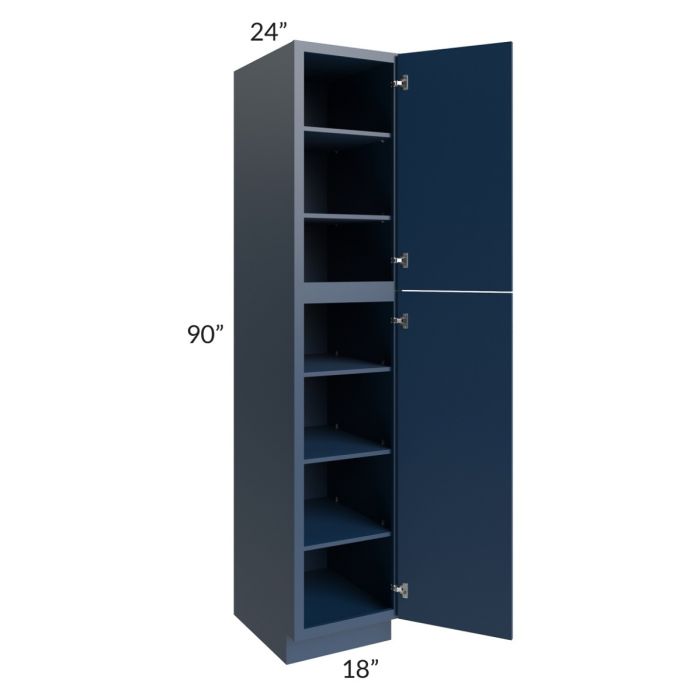 RTA Portland Navy Blue 18" x 90" Wall Pantry Cabinet with 2 Decorative End Panels