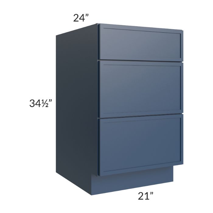 RTA Portland Navy Blue 21" Drawer Base Cabinet with 2 Decorative End Panels