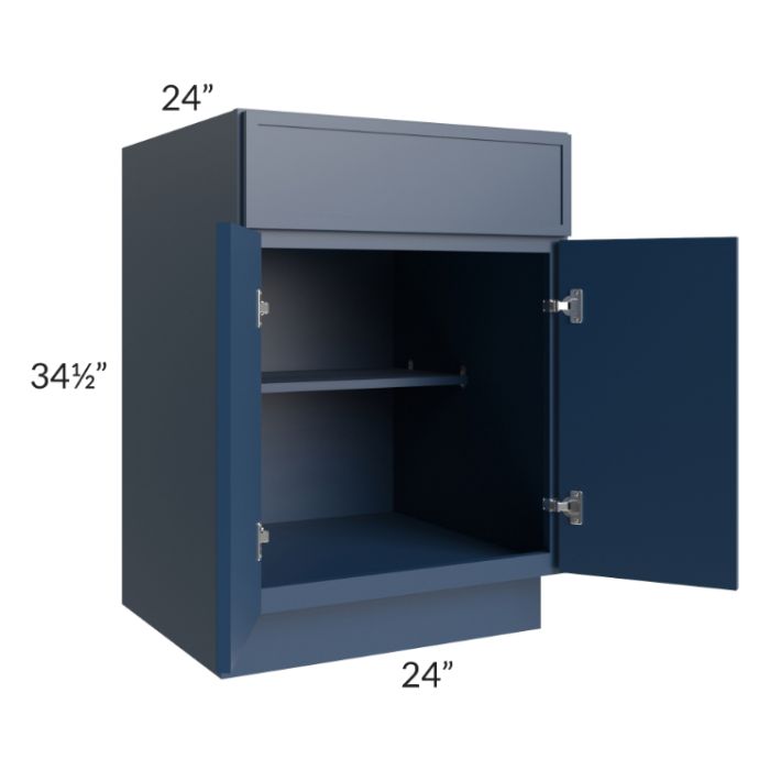 RTA Portland Navy Blue 24" Base Cabinet with 1 Decorative End Panel