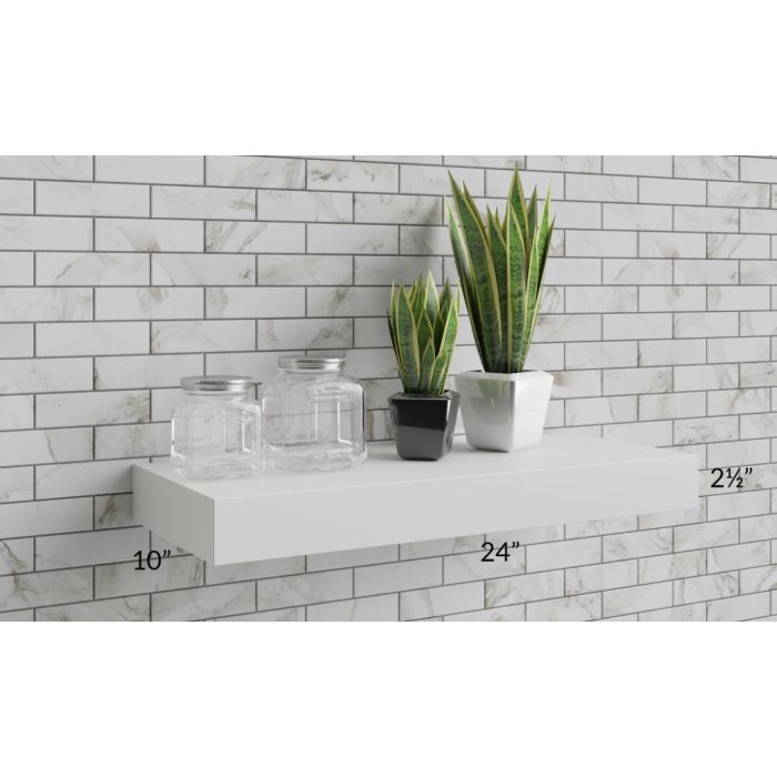 RTA Portland Navy Blue 24" Floating White Shelf