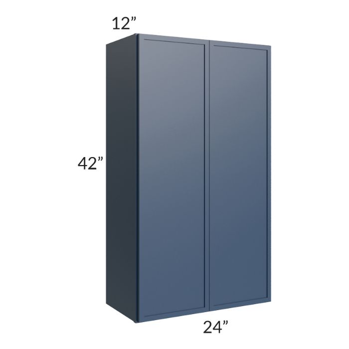 RTA Portland Navy Blue 24" x 42" Wall Cabinet with Glass Door