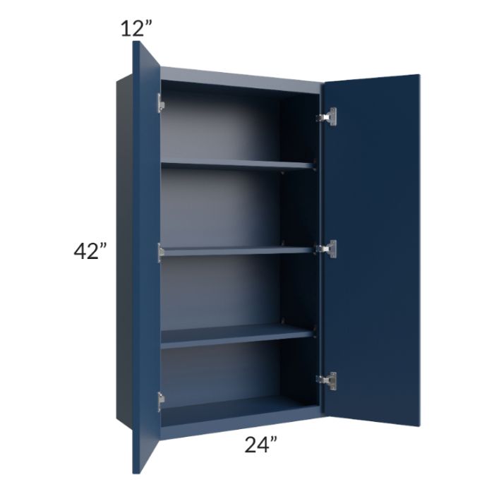 RTA Portland Navy Blue 24" x 42" Wall Cabinet with Glass Door