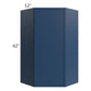 RTA Portland Navy Blue 24" x 42" Wall Diagonal Corner Cabinet with Glass Door