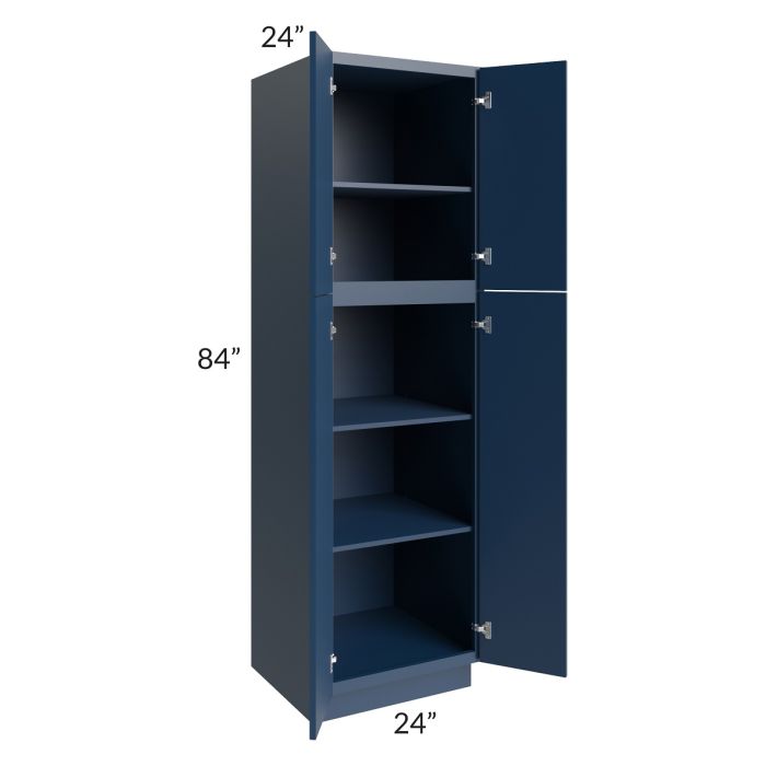 RTA Portland Navy Blue 24" x 84" Wall Pantry Cabinet with 1 Roll Out Tray