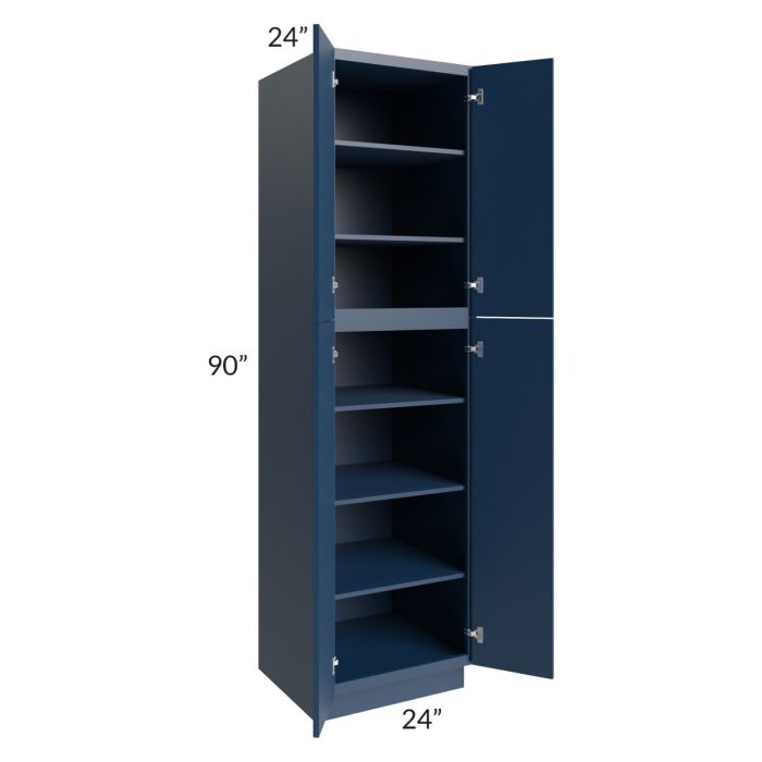 RTA Portland Navy Blue 24" x 90" Wall Pantry Cabinet with 4 Roll Out Trays