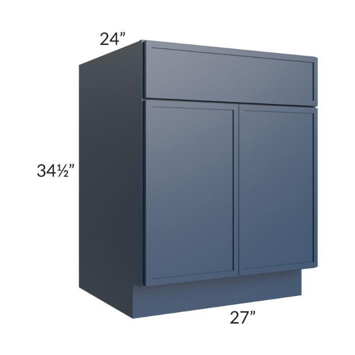 RTA Portland Navy Blue 27" Base Cabinet with 1 Decorative End Panel and 1 Roll Out Tray