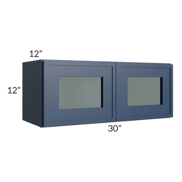 RTA Portland Navy Blue 30" x 12" Glass Doors Only with Glass Included