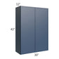 RTA Portland Navy Blue 30" x 42" Wall Cabinet with 2 Decorative End Panels
