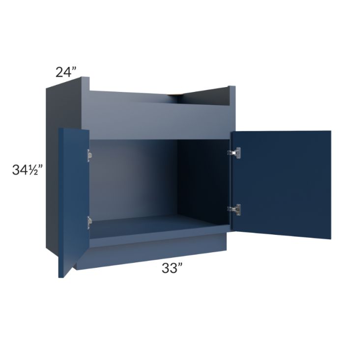 RTA Portland Navy Blue 33" Farm Sink Base Cabinet