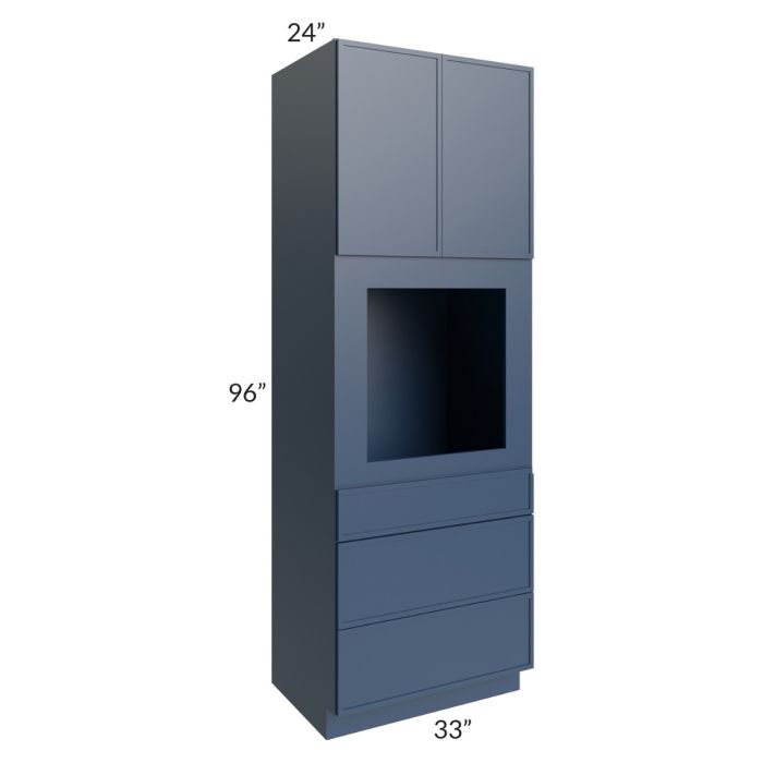 RTA Portland Navy Blue 33" x 96" Oven Cabinet with 1 Decorative End Panel