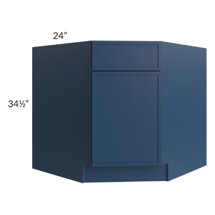 RTA Portland Navy Blue 36" Base Diagonal Corner Sink Cabinet