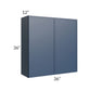 RTA Portland Navy Blue 36" x 36" Wall Cabinet with 2 Decorative End Panels
