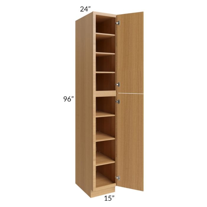 RTA Portland Sand 15" x 96" Wall Pantry with 1 Roll Out Tray and 1 Decorative Panel