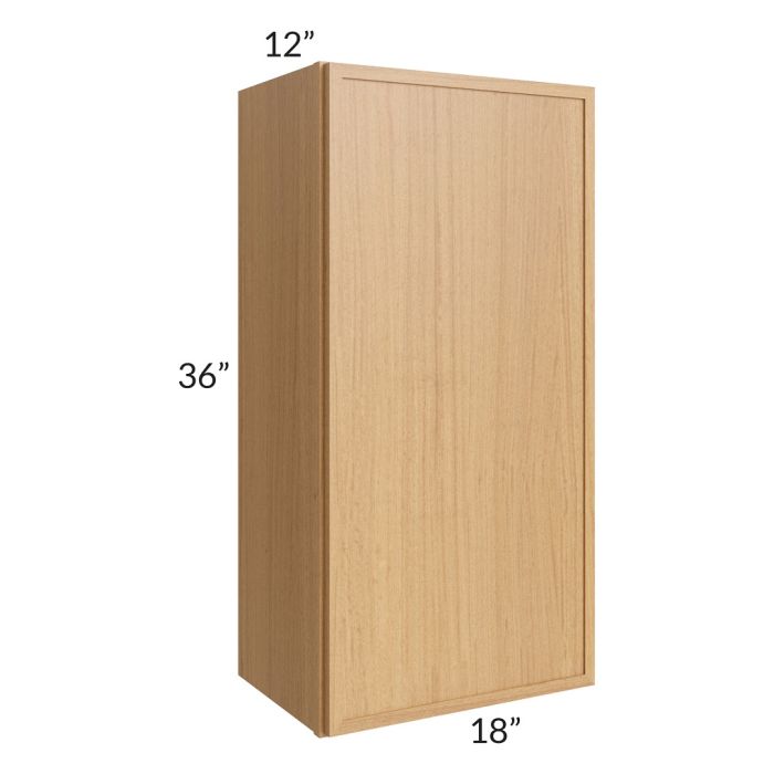 RTA Portland Sand 18" x 36" Wall Cabinet with 2 Decorative End Panels and Glass Door