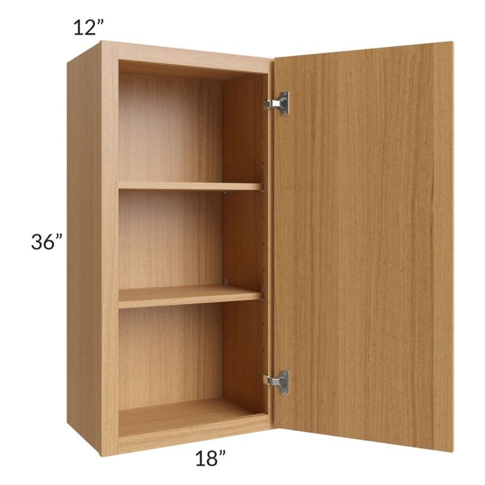 RTA Portland Sand 18" x 36" Wall Cabinet with 2 Decorative End Panels and Glass Door