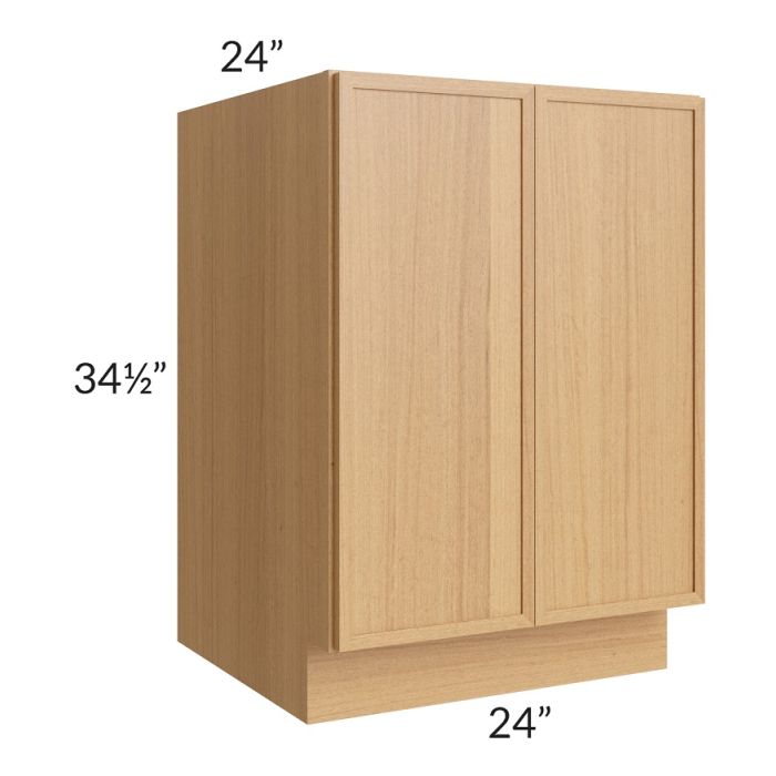 RTA Portland Sand 24" Full Height Door Base Cabinet with 1 Decorative End Panel and 2 Roll Out Trays