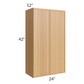 RTA Portland Sand 24" x 42" Wall Cabinet with 2 Decorative End Panels and Glass Door
