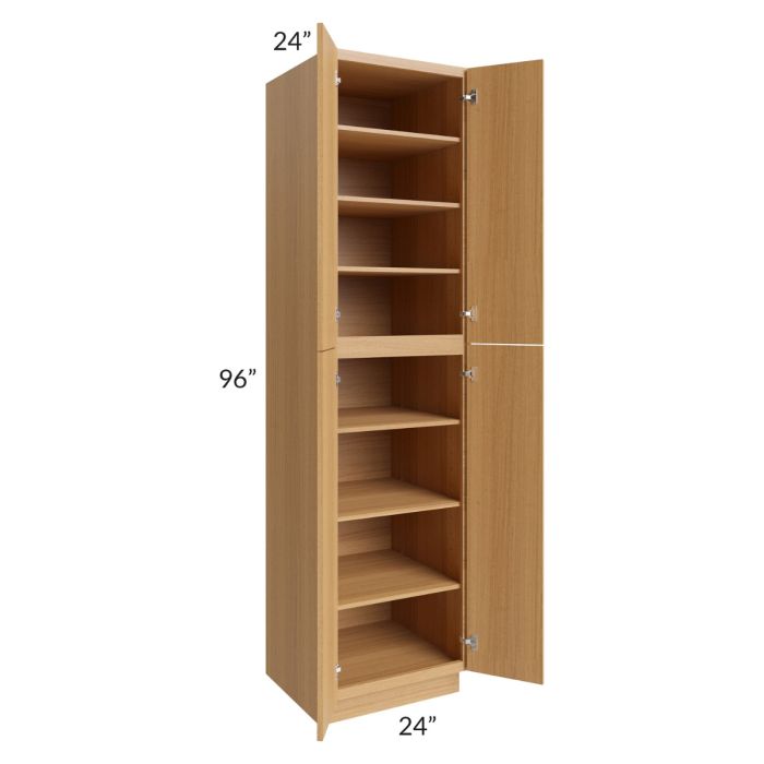 RTA Portland Sand 24" x 96" Wall Pantry with 1 Decorative End Panel and 4 Roll Out Trays