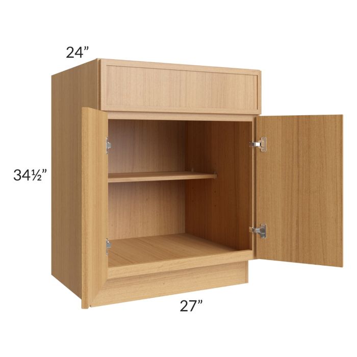 RTA Portland Sand 27" Base Cabinet with 1 Decorative End Panel and 2 Roll Out Trays