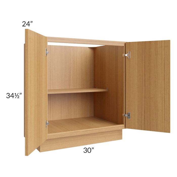 RTA Portland Sand 30" Full Height Door Base Cabinet with 2 Decorative End Panels and 2 Roll Out Trays