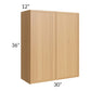 RTA Portland Sand 30" x 36" Wall Cabinet with Glass Door