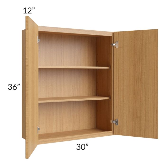 RTA Portland Sand 30" x 36" Wall Cabinet with Glass Door