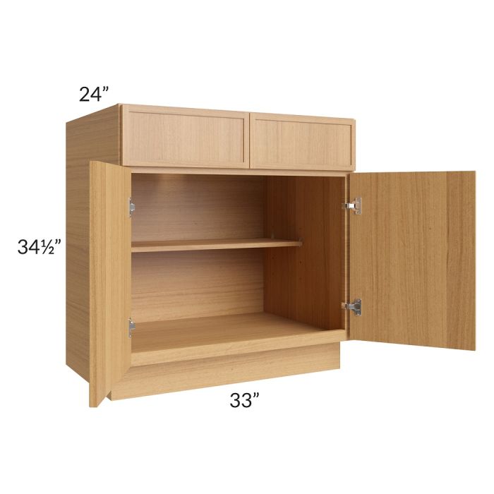 RTA Portland Sand 33" Base Cabinet with 2 Roll Out Trays