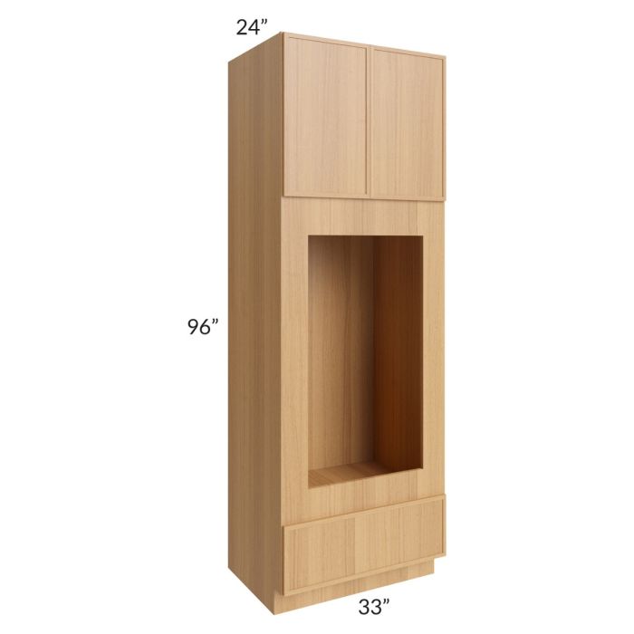 RTA Portland Sand 33" x 96" Double Oven or Oven/Microwave Cabinet with 1 Decorative Panel
