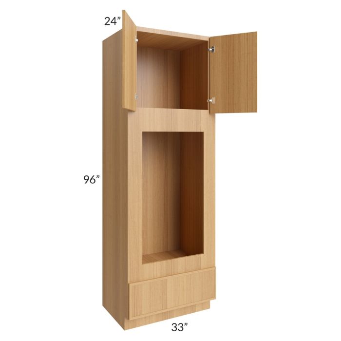 RTA Portland Sand 33" x 96" Double Oven or Oven/Microwave Cabinet with 1 Decorative Panel