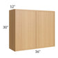 RTA Portland Sand 36" x 30" Wall Cabinet with Glass Door