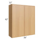 RTA Portland Sand 36" x 42" Wall Cabinet with 1 Decorative End Panel and Glass Door