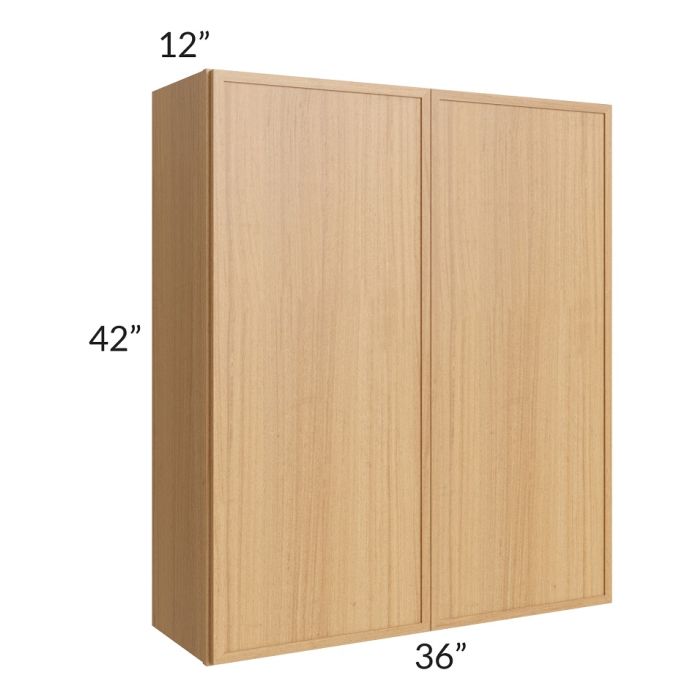 RTA Portland Sand 36" x 42" Wall Cabinet with 1 Decorative End Panel and Glass Door