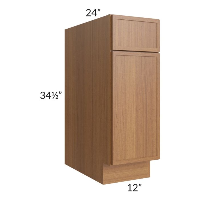 RTA Portland Walnut 12" Base Cabinet with 1 Decorative End Panel