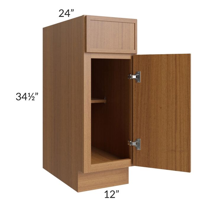 RTA Portland Walnut 12" Base Cabinet with 1 Decorative End Panel