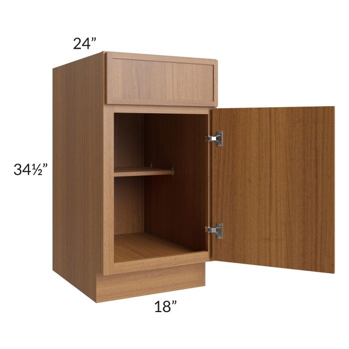 RTA Portland Walnut 18" Base Cabinet with 1 Roll Out Tray
