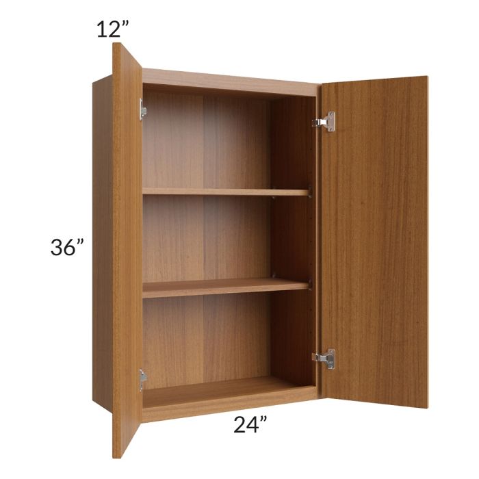 RTA Portland Walnut 24" x 36" Wall Cabinet with 2 Decorative End Panels