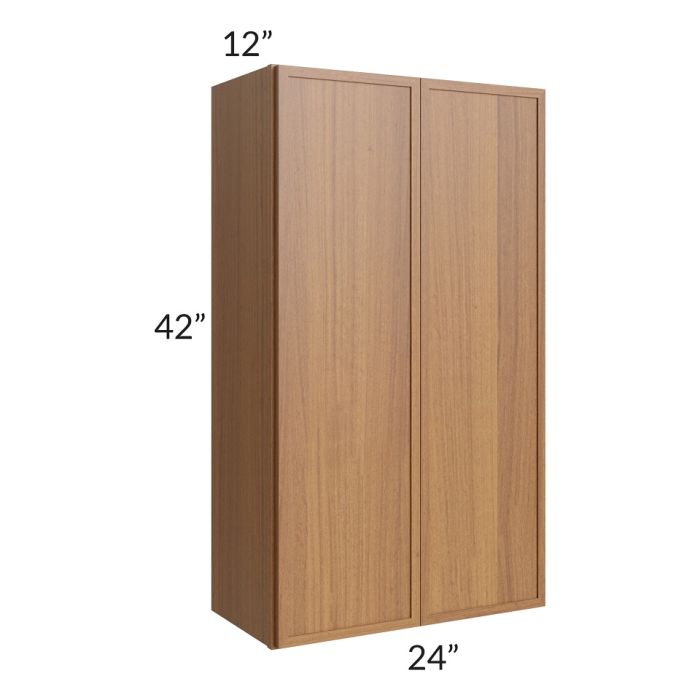 RTA Portland Walnut 24" x 42" Wall Cabinet with 2 Decorative End Panels