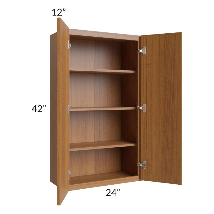 RTA Portland Walnut 24" x 42" Wall Cabinet with 2 Decorative End Panels