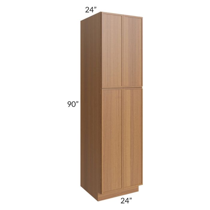 RTA Portland Walnut 24" x 90" Wall Pantry with 2 Decorative End Panels and 2 Roll Out Trays