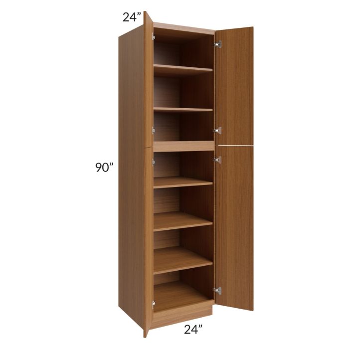 RTA Portland Walnut 24" x 90" Wall Pantry with 2 Decorative End Panels and 2 Roll Out Trays