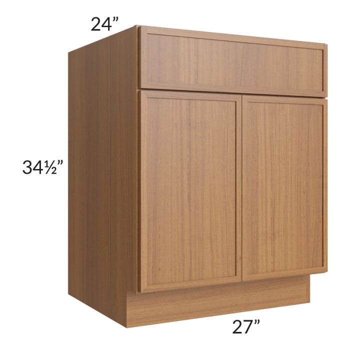 RTA Portland Walnut 27" Base Cabinet with 2 Roll Out Trays