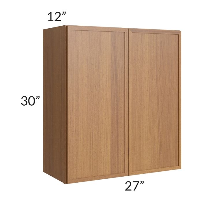 RTA Portland Walnut 27" x 30" Wall Cabinet with 1 Decorative End Panel